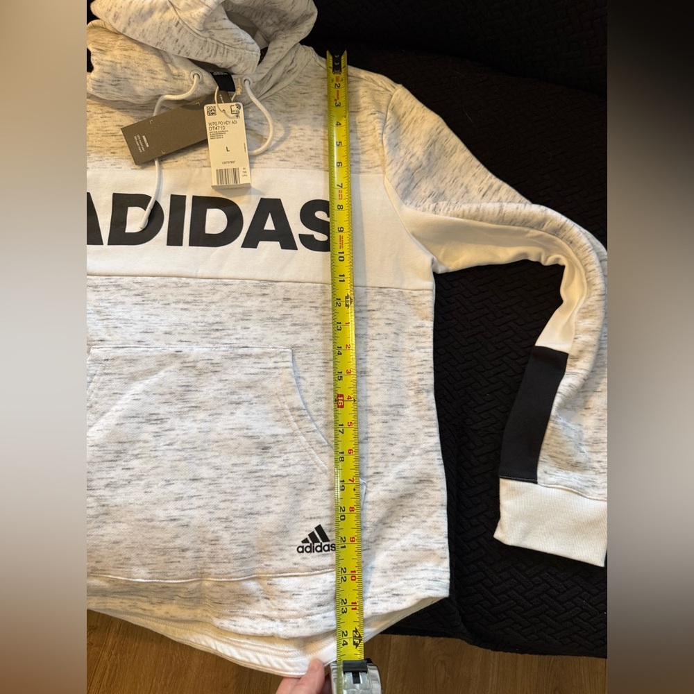 Adidas Heathered Gray Hoodie with Black Logo - Picture 2 of 5
